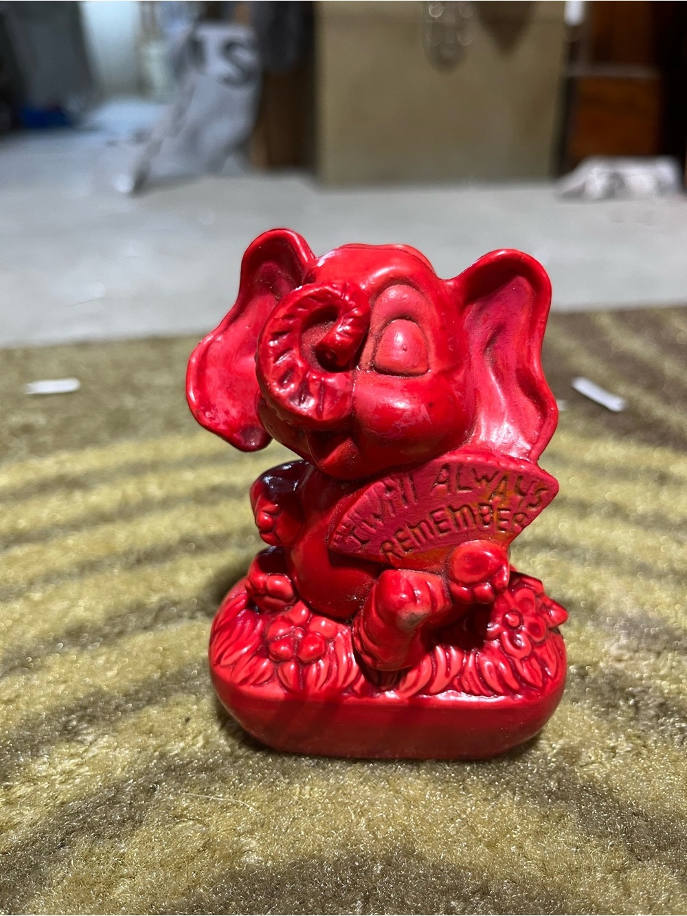 Red Elephant Figurine Decorative Accent.